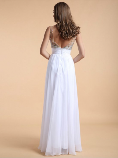 Donna Bridal plesové a maturitní šaty s bohatě zdobeným živůtkem a výstřihem do V Bílá Velikost 32 kód 331