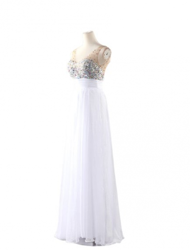 Donna Bridal plesové a maturitní šaty s bohatě zdobeným živůtkem a výstřihem do V Bílá Velikost 32 kód 331