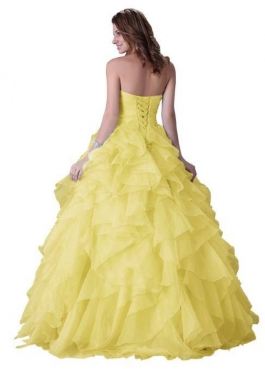 Donna Bridal plesové a večerní šaty s bohatě volánkovou sukní Žlutá Velikost 32 kod 340