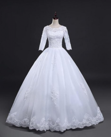 Donna Bridal svatební šaty 3/4 krajkovými rukávy + SPODNICE ZDARMA Bílá Vlastní velikost + 1 000,- kod 140