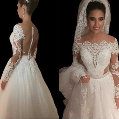 Donna Bridal nádherné svatební šaty s rafinovaně průhledným živůtek + originální záda pouze s tylem a knoflíčky Ivory 34 kód 95