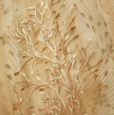 Donna Bridal společenské a plesové šaty s krajkou a perličkami Zlatá Velikost 32 kód 371