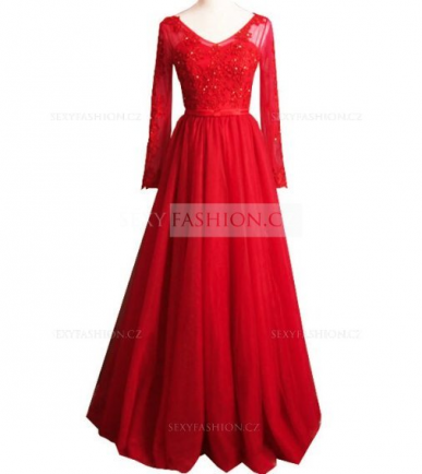 Donna Bridal maturitní šaty s dlouhými rukávy a stylou sukní ŠATY 34 kód 214