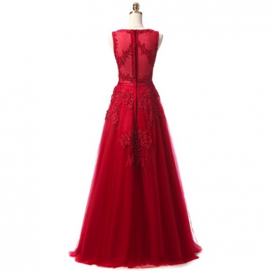 Donna Bridal nádherné večerní krajkové dlouhé šaty Červená tmavá Velikost 32 kód 469