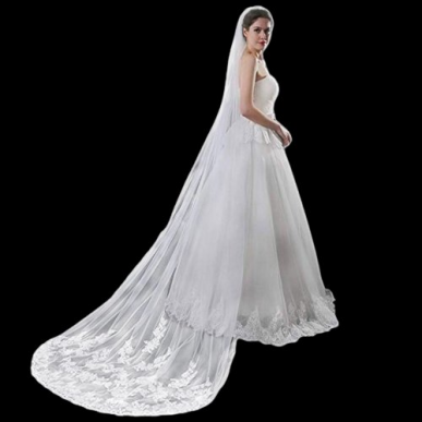 Donna Bridal dvouvrstvý krajková svatevní závoj s hřebenem 300 m dlouhým Bílá Velikost 300 cm kód 485