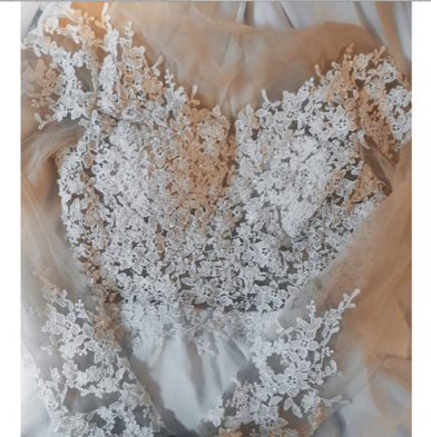 Donna Bridal dlouhé BOHO krajkové svatební šaty s dlouhým rukávem Bílá - živůtek: bez korálkování (žádné flitry, kamínky, perličky) 36 137