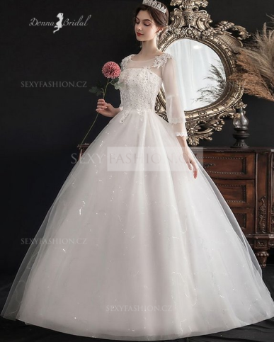 Donna Bridal svatební šaty s dvojtým dlouhým rukávy + třyptivá sukně Ivory Velikost 30 kód 527