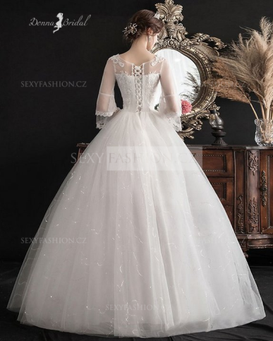 Donna Bridal svatební šaty s dvojtým dlouhým rukávy + třyptivá sukně Ivory Velikost 30 kód 527