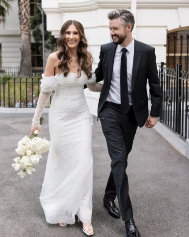 Donna Bridal Luxusní třpytivé svatební šaty - mořská panna - odnímatelná sukně Bílá Velikost 32 kód 528