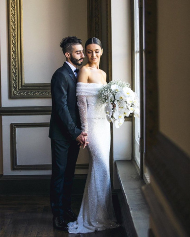 Donna Bridal Luxusní třpytivé svatební šaty - mořská panna - odnímatelná sukně Bílá Velikost 32 kód 528