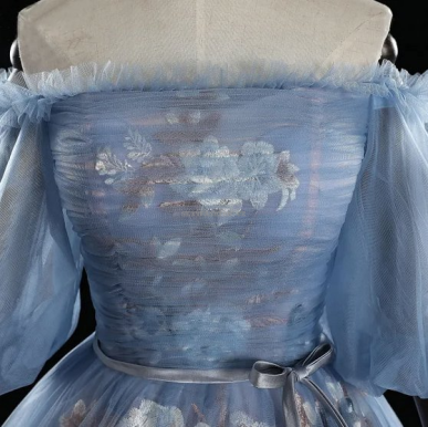 Donna Bridal Elegantní společenské společenské šaty A-line s lodičkovým výstřihem Modrá Velikost 30 kód 532