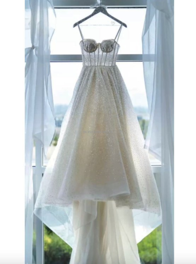 Donna Bridal luxusní třpytivé korzetové svatební šaty s vlečkou Ivory Velikost 32 kód 537