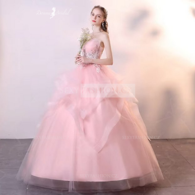 Donna Bridal večerní plesové šaty s bohatou sukní Růžová Velikost Vlastní velikost + 500,- kód 174