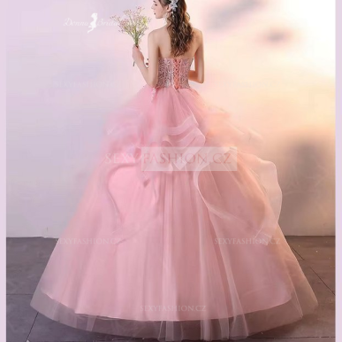 Donna Bridal večerní plesové šaty s bohatou sukní Růžová Velikost Vlastní velikost + 500,- kód 174
