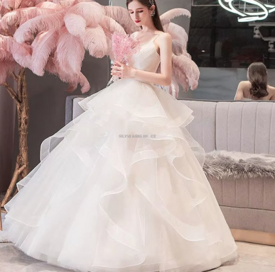 Donna Bridal večerní třpytivé šaty na ples + SPODNICE ZDARMA kód 514 Ivory Velikost 40 kód 514