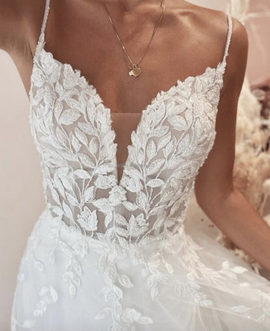 Donna Bridal romantické krajkové svatební šaty s originálními trojtými ramínky Černá Velikost Vlastní velikost + 500,- kód 99