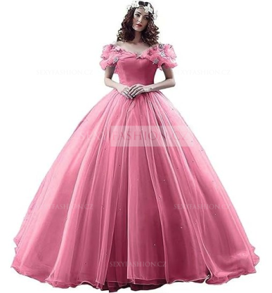 Donna Bridal nádherné princeznovské svatební/plesové šaty s 3D motýlky Růžová tmavá Velikost 40 kód 166