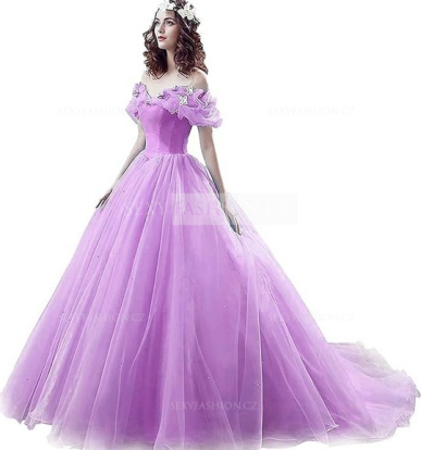 Donna Bridal nádherné princeznovské svatební/plesové šaty s 3D motýlky Šeříková Velikost 32 kód 166