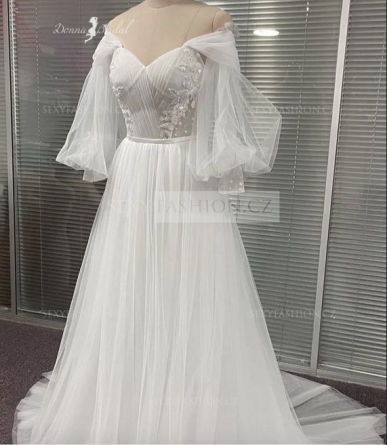 Donna Bridal BOHO nádherné svatební šaty s krajkovo květinkovým korzetovým živůtkem + odepínací rukávy Ivory Velikost Vlastní velikost + 1 000,- kód 123