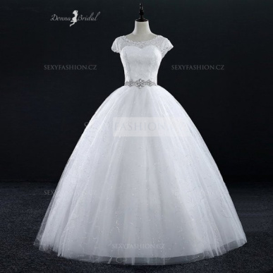 Donna Bridal svatební tylové šaty s opaskem + SPODNICE ZDARMA Ivory Velikost 40 kód 73