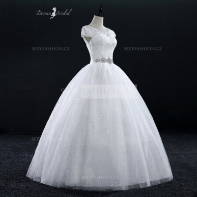 Donna Bridal svatební tylové šaty s opaskem + SPODNICE ZDARMA Ivory Velikost 40 kód 73