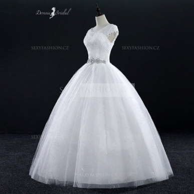 Donna Bridal svatební tylové šaty s opaskem + SPODNICE ZDARMA Ivory Velikost 40 kód 73