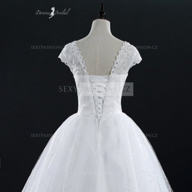 Donna Bridal svatební tylové šaty s opaskem + SPODNICE ZDARMA Ivory Velikost 40 kód 73