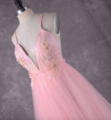 Donna Bridal romantické krajkové květované šaty pro družičku Růžová Velikost 32 kód 224