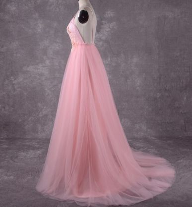 Donna Bridal romantické krajkové květované šaty pro družičku Růžová Velikost 32 kód 224