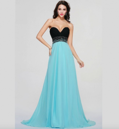 Donna Bridal formální večerní šaty na ples s prodloženým pasem Modrá ledová Velikost 34 kód 225