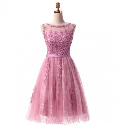 Donna Bridal krajkové koktejlové šaty s knoflíčky na zádech Růžová Dusty Pink Velikost 32 kód 256