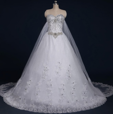 Donna Bridal decorated and glittering wedding dress with an original skirt + oval cutout on the train Bílá 38 code 94