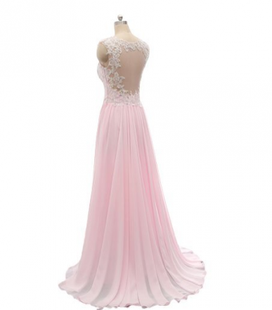 Donna Bridal šaty na ples s průsvitnými krajkovými zády Růžová Velikost 32 kod 339