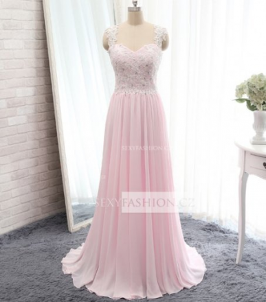 Donna Bridal šaty na ples s průsvitnými krajkovými zády Růžová Velikost 32 kod 339