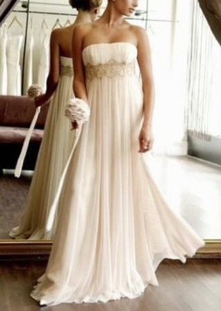 Donna Bridal svatební šaty se zlatou aplikací ŠIFON VZORNÍK LÁTEK (BEZ PŘÍPLATKU) Velikost Vlastní velikost pro nastávající maminky kód 295