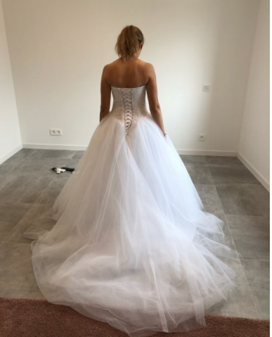 Donna Bridal luxusní svatební šaty - ušijeme s ramínkami nebo bez podle přání zákazníka + SPODNICE ZDARMA Bílá Velikost 32 kód 426