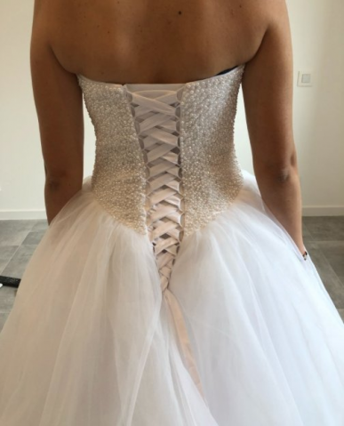 Donna Bridal luxusní svatební šaty - ušijeme s ramínkami nebo bez podle přání zákazníka + SPODNICE ZDARMA Bílá Velikost 32 kód 426