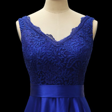 Donna Bridal společenské šaty na ples s krajkovým živůtkem KRÁLOVSKÁ MODRÁ - SATÉN Velikost 30 kód 441