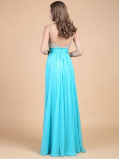 Donna Bridal plesové a maturitní šaty s bohatě zdobeným živůtkem a výstřihem do V kód 331 - Modrá ledová