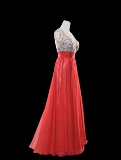 Donna Bridal plesové a maturitní šaty s bohatě zdobeným živůtkem a výstřihem do V kód 331 - Červená