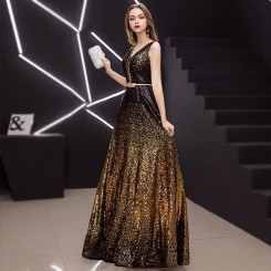 Donna Bridal formální šaty na ples - třpytivý materiál s Ómbré efektem Zlatá Velikost 32 kod 338