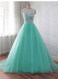 Tyrkysová Donna Bridal elegantní plesové šaty na ples s knoflíčky na zádech kód 223 - Tyrkysová