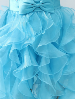 Donna Bridal společenské plesové šaty s volánkou sukní + krátký předek kód 332 - Modrá azurová