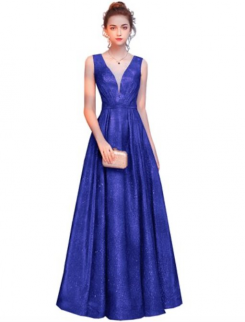 Donna Bridal formální šaty na ples - třpytivý materiál kod 274 - Modrá královská