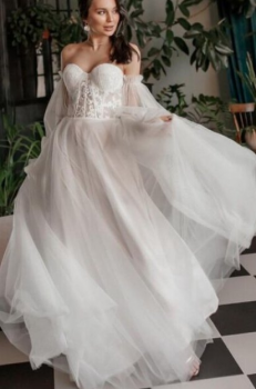 Donna Bridal boho svatební, plesové, družičkové šaty - sundávací rukávy Bílá Velikost Vlastní velikost + 500,- kód 449