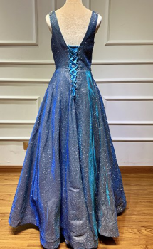 Donna Bridal formální šaty na ples - třpytivý materiál kod 337 - Modrá