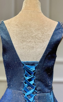 Donna Bridal formální šaty na ples - třpytivý materiál kod 337 - Modrá