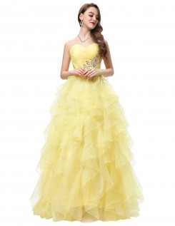 Donna Bridal plesové a večerní šaty s bohatě volánkovou sukní Žlutá Velikost 32 kod 340
