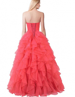 Donna Bridal plesové a večerní šaty s bohatě volánkovou sukní kod 340 - Korálová