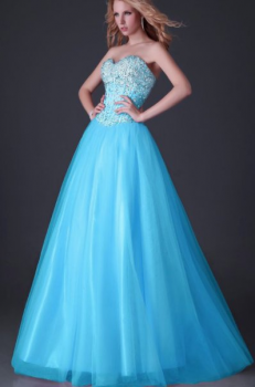 Donna Bridal luxusní společenské a plesové šaty kód 355 - Modrá azurová